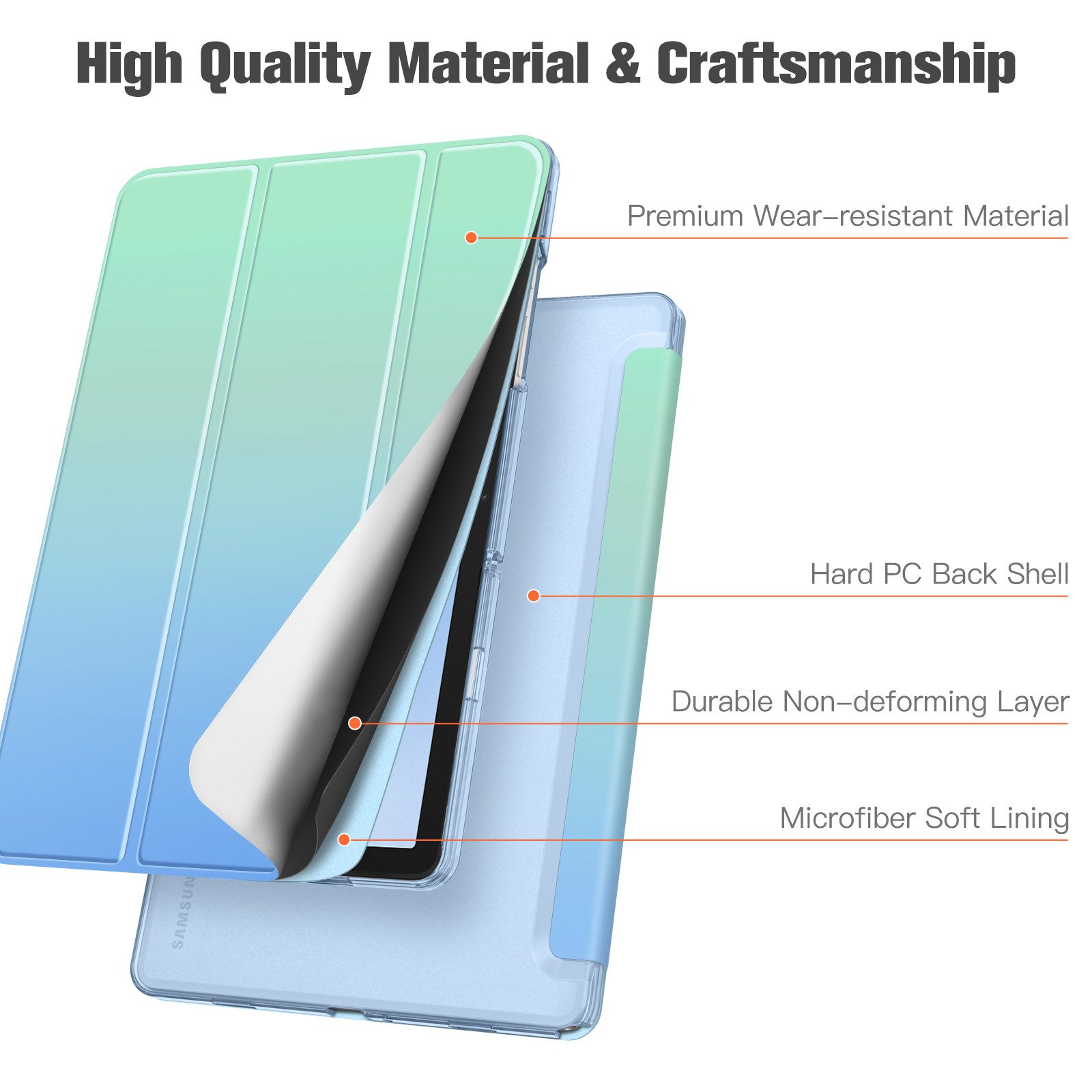 Fintie Tablet-Hülle für Samsung Galaxy Tab A11+ Plus 11" 2025 / Tab A9+ Plus 11 Zoll 2023 11 Zoll, Ultradünn Schutzhülle mit Translucent Rückseite in Matt-Optik – Bild 5 von 5