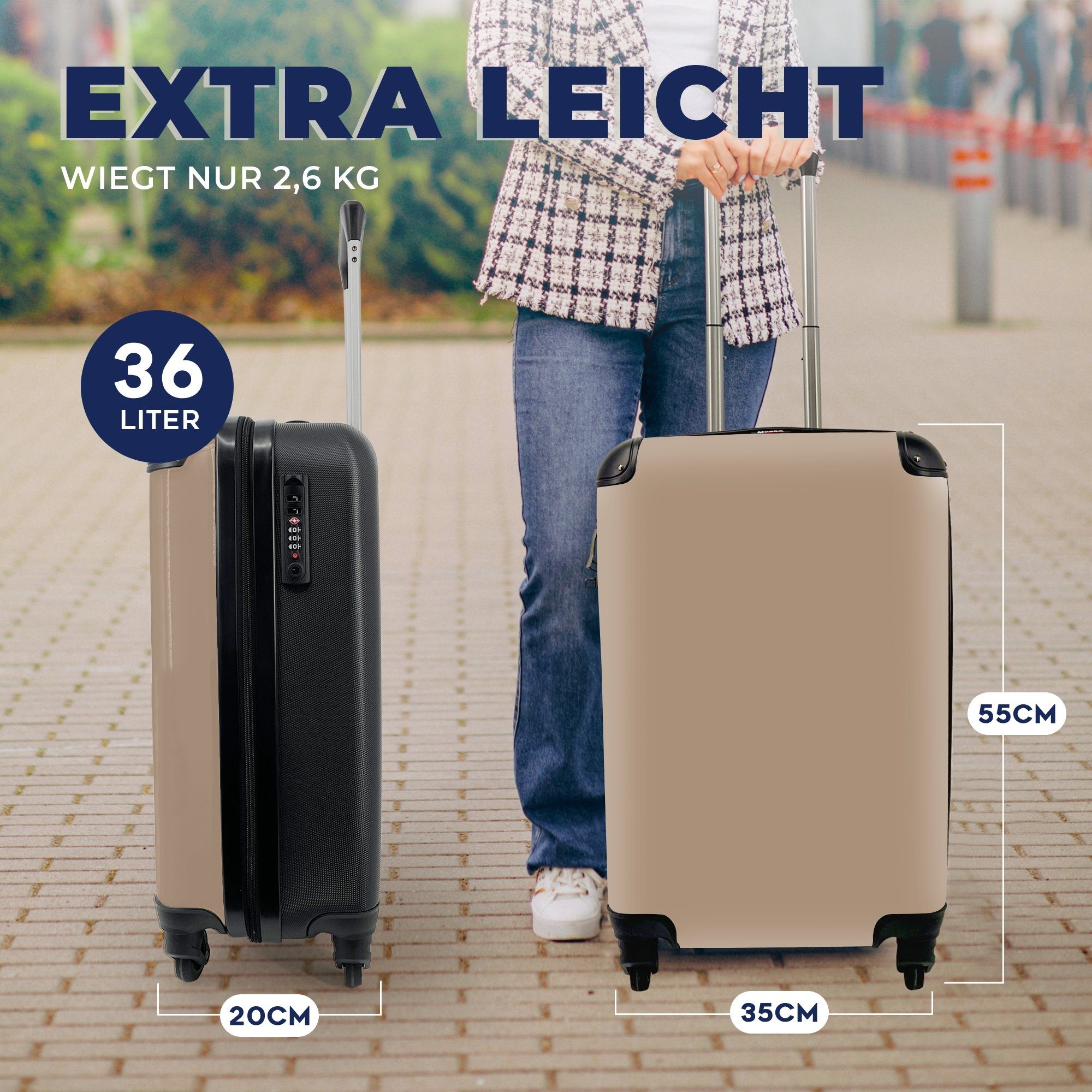 MuchoWow Handgepäckkoffer Bäckereibraun - Interieur Erdfarben, rollen, mit Ferien, 4 Rollen, Reisekoffer Handgepäck Trolley, - für Reisetasche