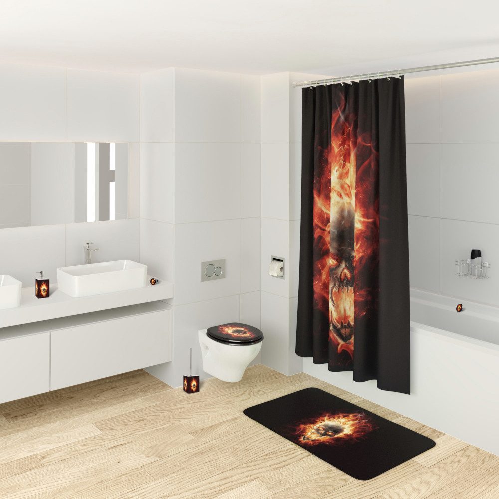 Sanilo Badaccessoire-Set Totenkopf in Flammen, WC-Bürste günstig online kaufen