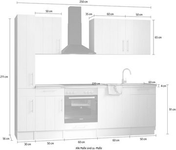 RESPEKTA Küchenzeile Anton, Breite 250 cm, mit Soft-Close, in exklusiver Konfiguration für OTTO