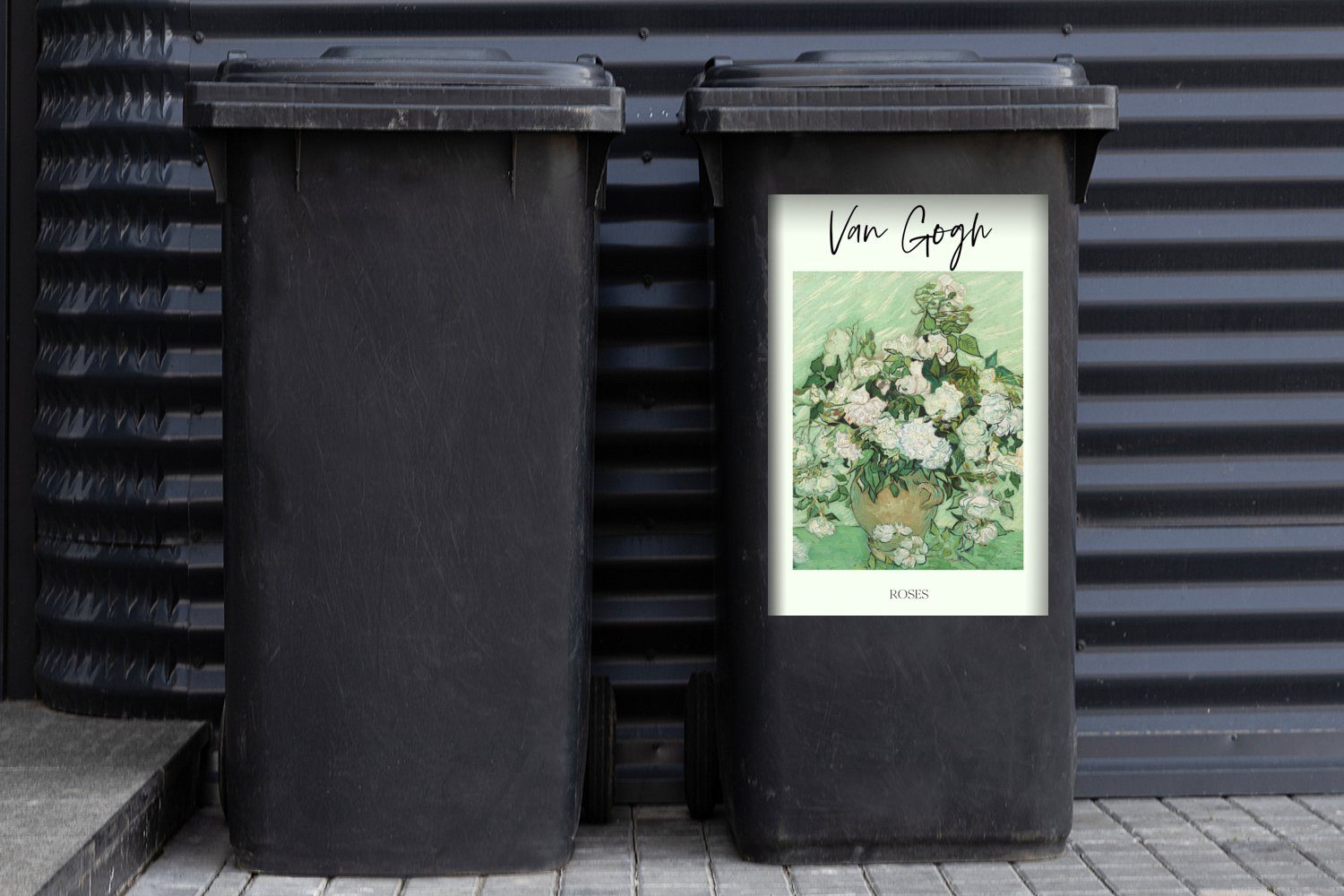 Van Gogh Wandsticker Mülltonne, St), Mülleimer-aufkleber, (1 Abfalbehälter Container, MuchoWow - Sticker, Kunst - Rosen