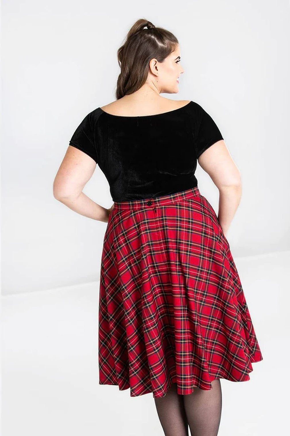 Hell Bunny A-Linien-Rock Irvine 50's Skirt Rot Tartan Vintage Karo Retro Ka günstig online kaufen