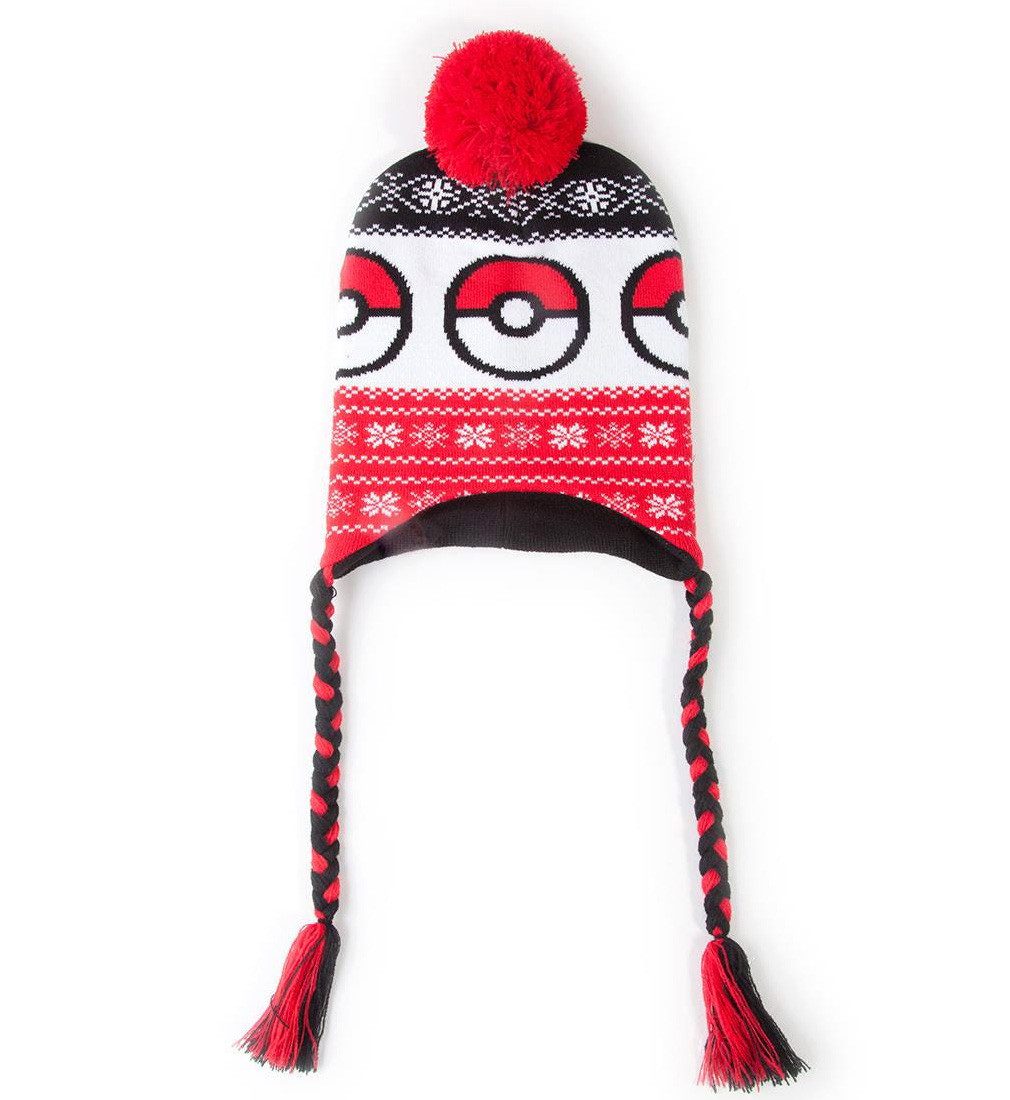 POKÉMON Beanie Pokéball Sherpa Beanie Ohrenschutz Strickmütze Wintermütze