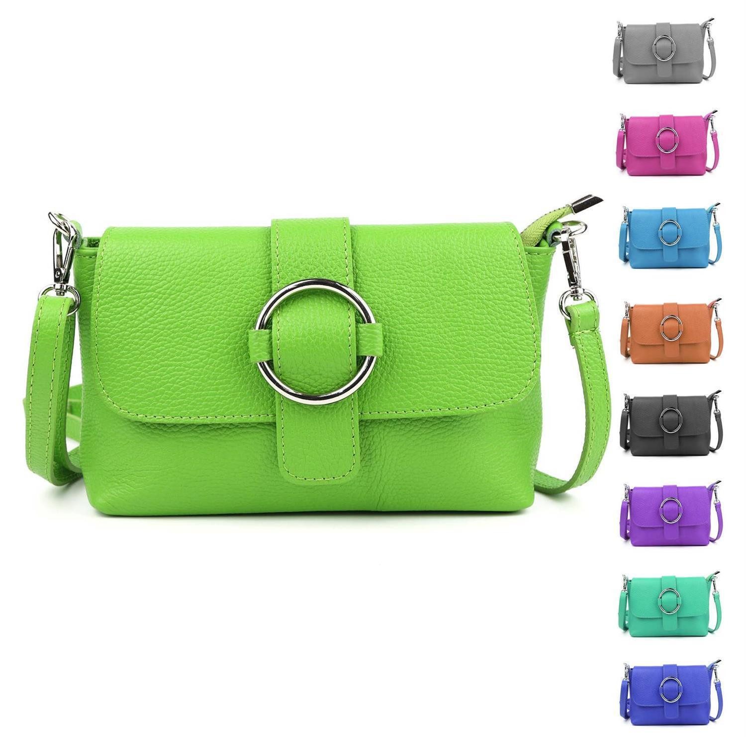 ITALYSHOP24 Schultertasche MADE IN ITALY Damen Leder Tasche Umhängetasche Cross Over Body Clutch, Messenger Bag Brusttasche Hüfttasche Freizeit Abendtasche Smartphone