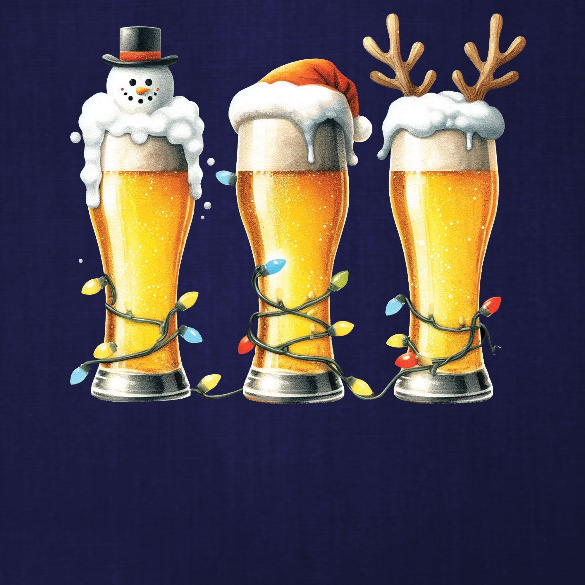 Quattro Weihnachtsgeschenk Blau - Nikolaus Herren Navy Weihnachten Formatee Bier (1-tlg) Bierliebhaber Kurzarmshirt