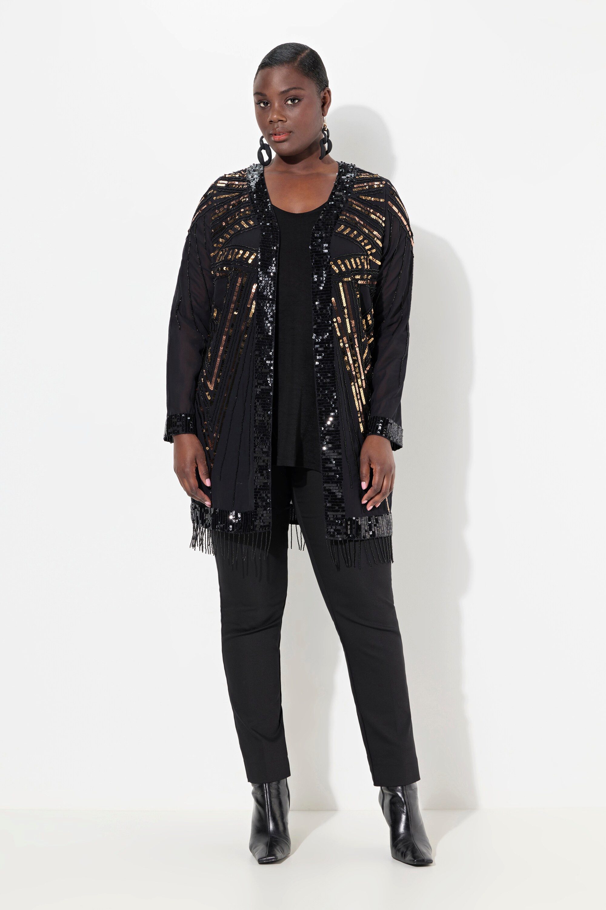 Ulla Popken Kimono Jacke Perlen Pailletten günstig online kaufen