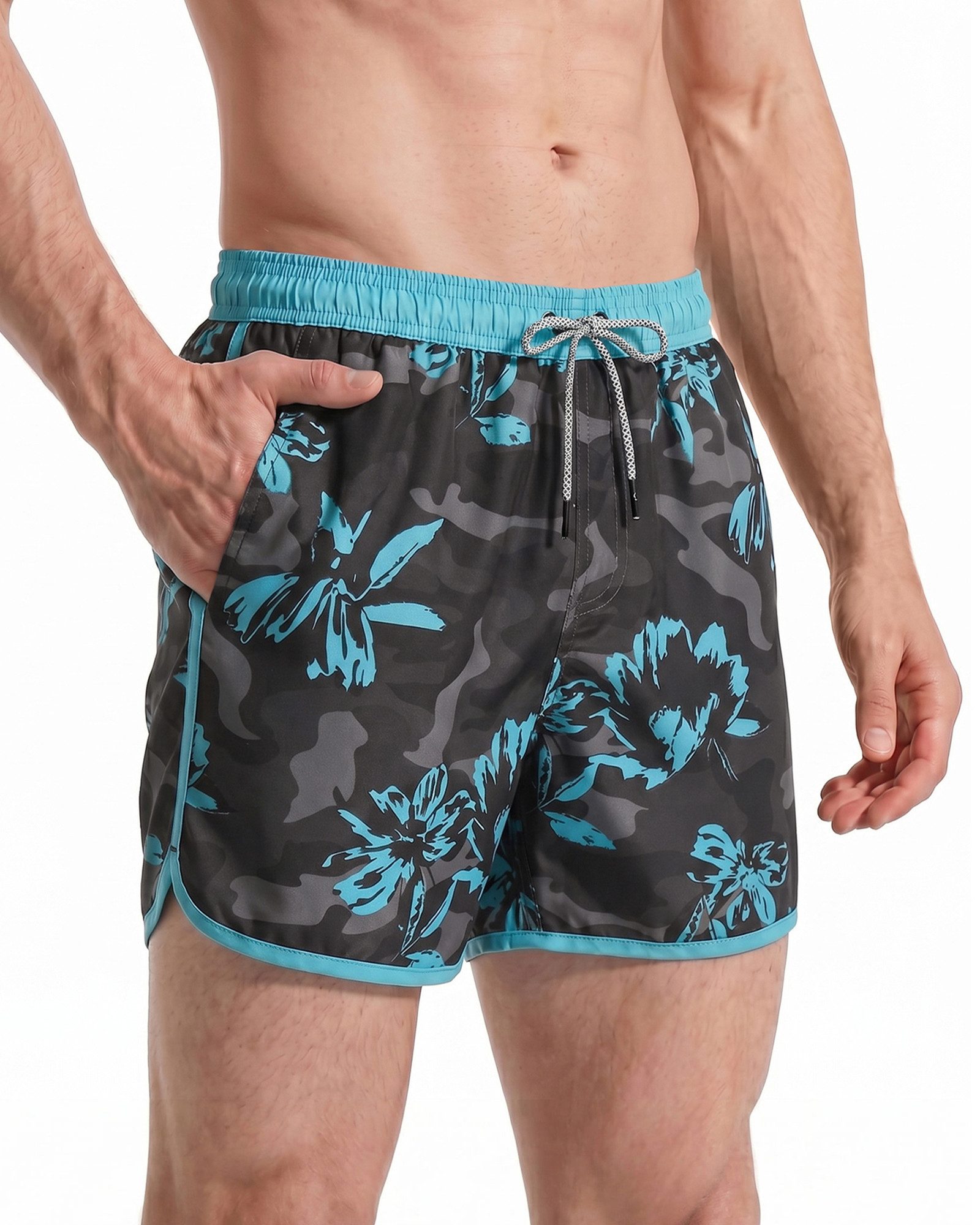 MaaMgic Shorts Herren Retro-Stil kurze Hose Sommer Sport Badehose mit Mesh-Innenslip (1-tlg)