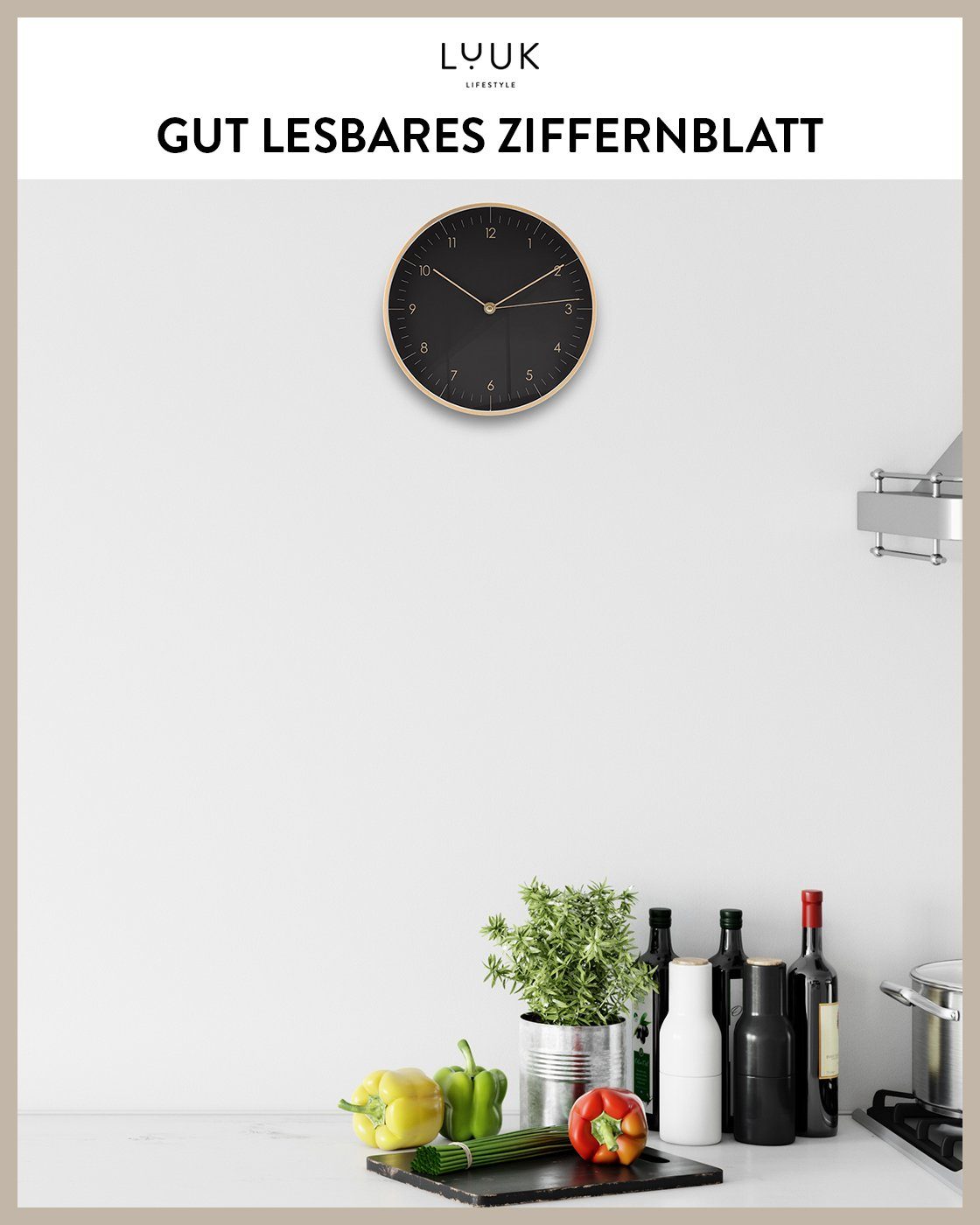 LUUK LIFESTYLE Wanduhr Helsinki (lautlos, ohne Ticken, großes Ziffernblatt, verschied. Größen) – Bild 5 von 5