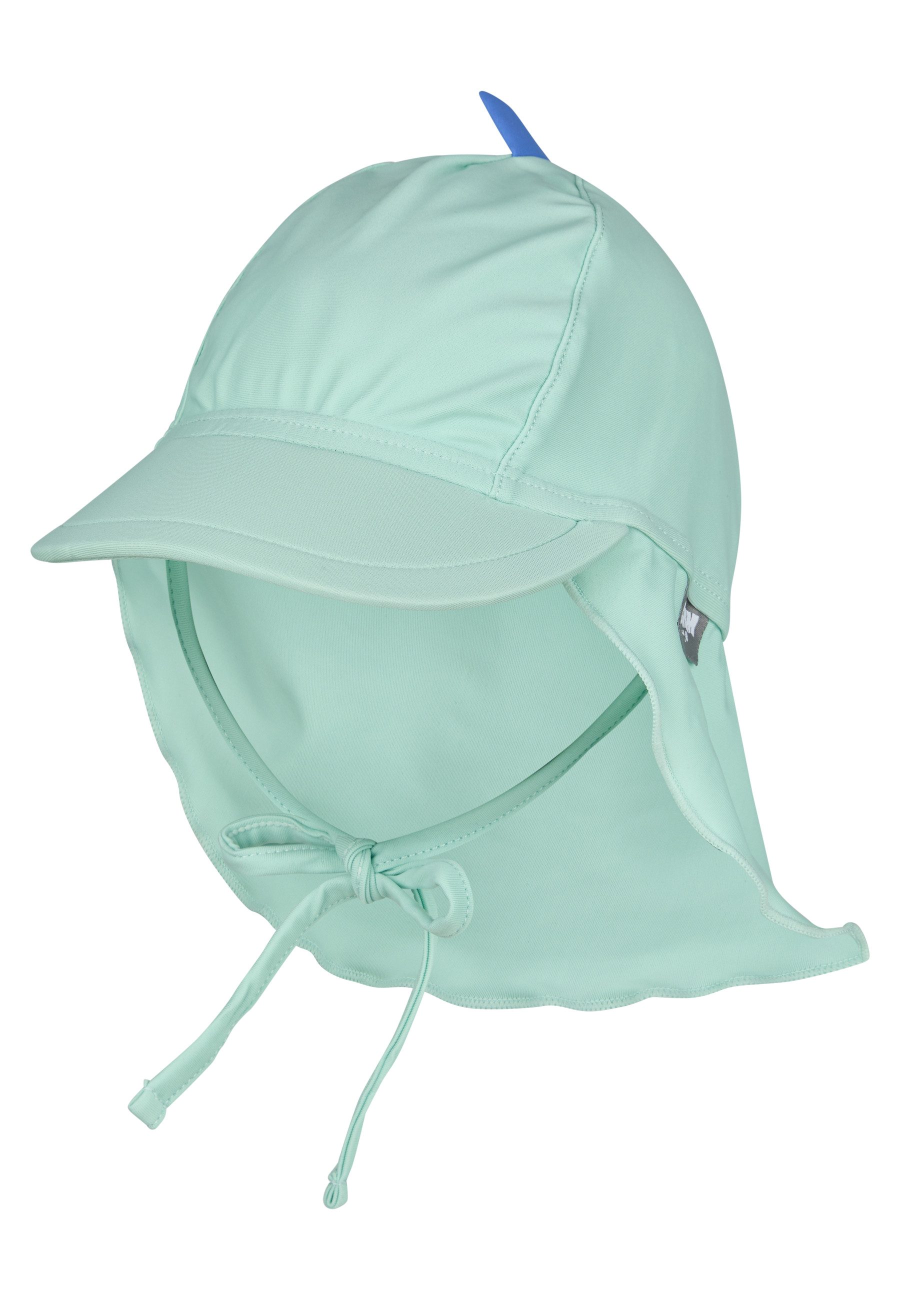 Sterntaler® Schirmmütze UV-Schutz 50+ Bademütze mit Nackenschutz Dino (1-St) Bademütze mit Nackenschutz, Dino-Zacken & Bindeband