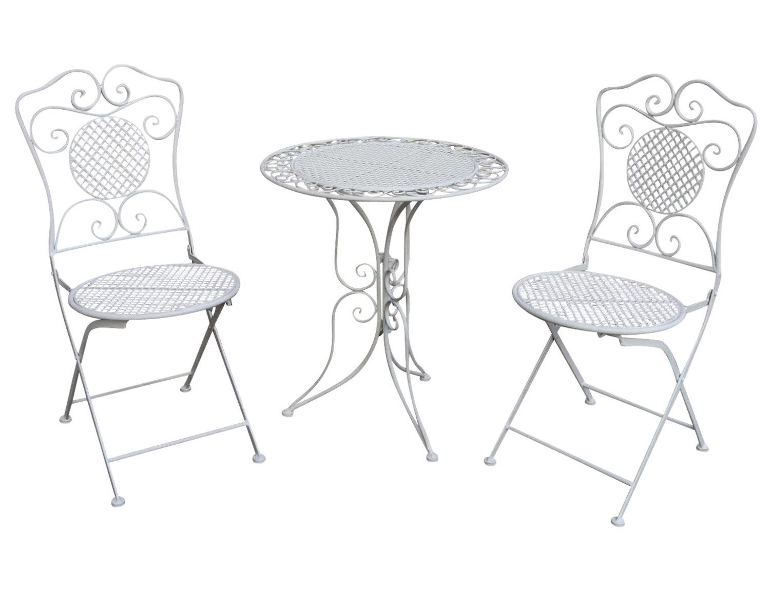 Aubaho Dekoobjekt Gartenset Tisch + 2 Stühle Eisen Antik-Stil Gartengarnitur Bistroset w