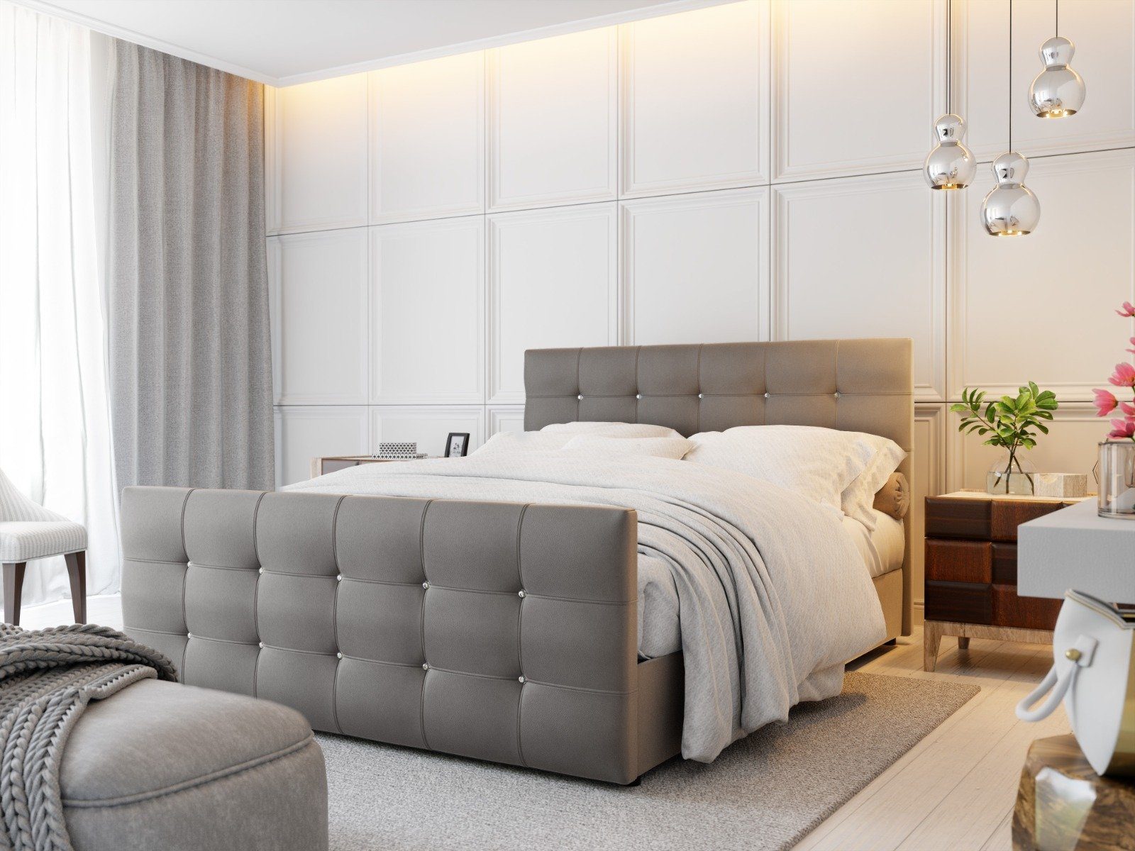 yourhouse24 Boxspringbett Cleo Leder mit 2 günstig online kaufen