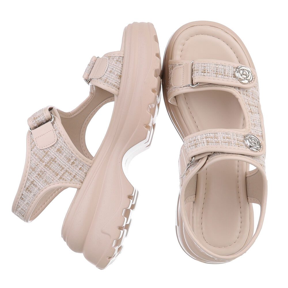 Ital-Design Bequeme Damen-Sandalen mit Rosetten für Alltag und Freizeit Pla günstig online kaufen