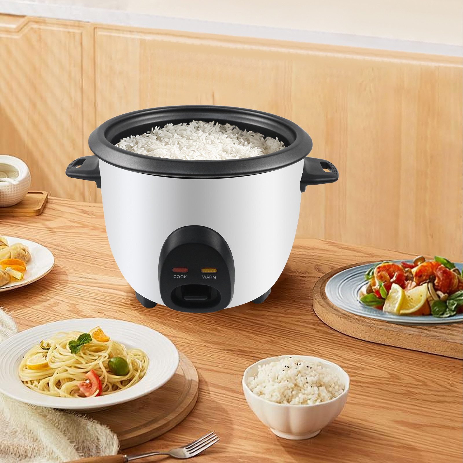 OZAVO Reiskocher OZRC-10 1L Warmhaltefunktion Mit Messbecher und Löffel, 400 W, Mini Schnellkochtopf klein reiskocher rice cooker – Bild 5 von 5