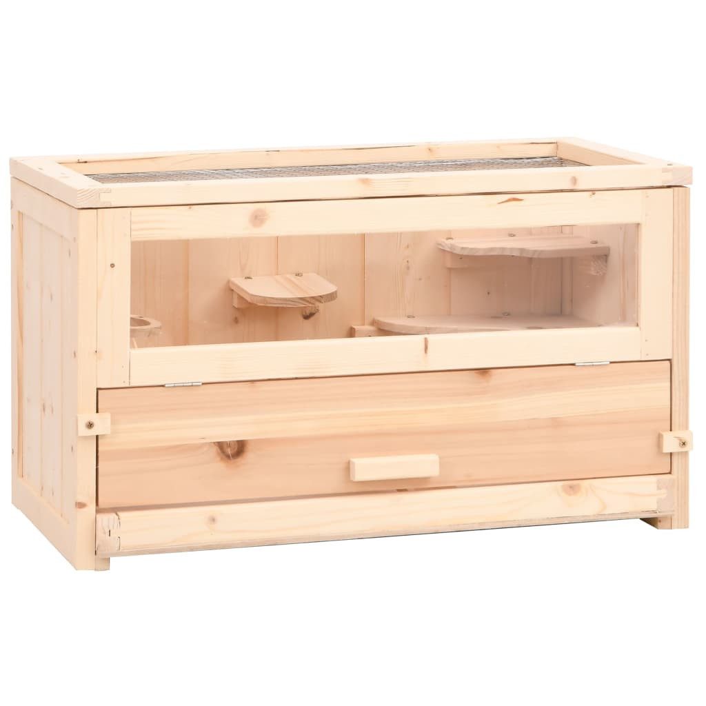 vidaXL Kleintierkäfig Hamsterkäfig 60x30x35 cm Massivholz Tanne