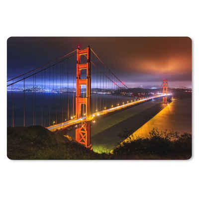 MuchoWow Gaming Mauspad Die Golden Gate Bridge bei Nacht beleuchtet (1-St), Büro für Tastatur und Maus, Mousepad Gaming, 90x60 cm, XXL, Großes