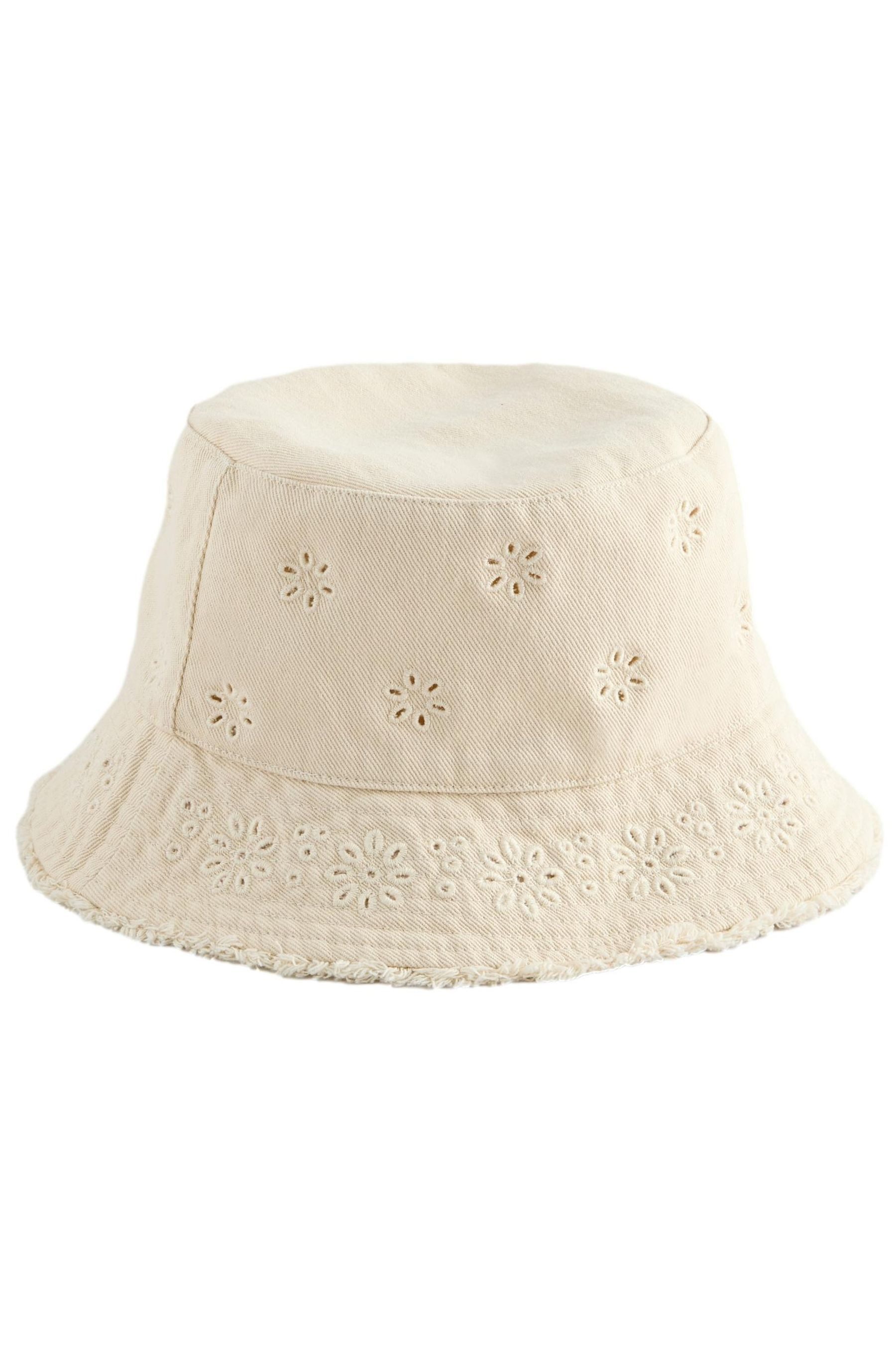 Next Fischerhut Fischerhut mit Blumen-Lochstickerei aus Baumwolle (1-St)
