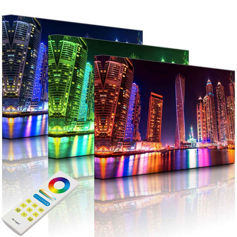 lightbox-multicolor LED-Bild »Dubai Skyline mit Cayan Tower«