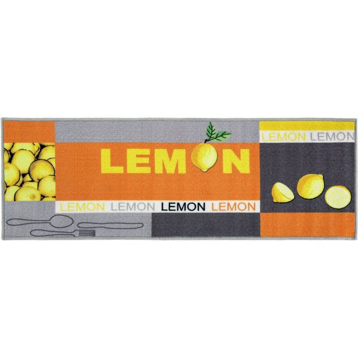 Küchenläufer Lemon Andiamo rechteckig Höhe: 5 mm Motiv Zitronen mit Schriftzug Größe 50x150 cm Küche