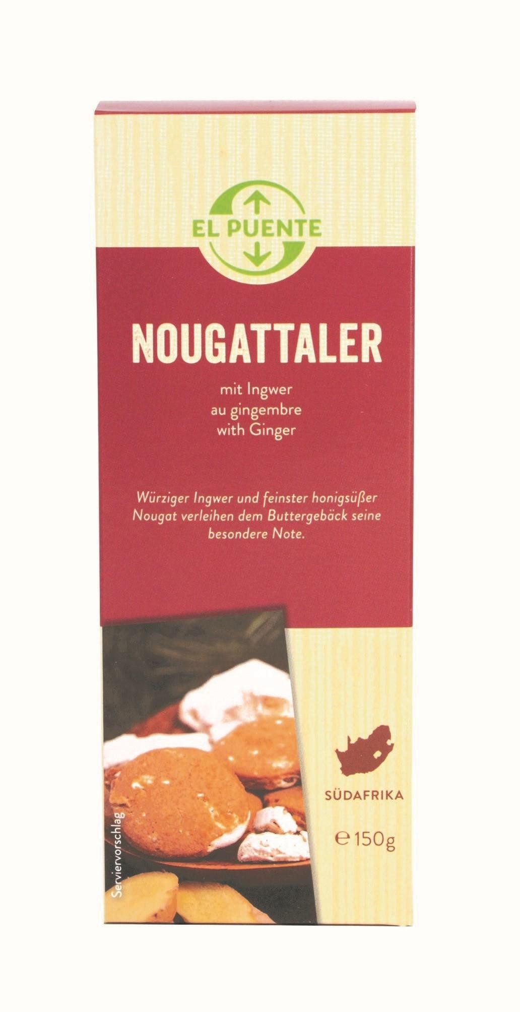El Puente Knabberei Nougattaler - Mürbekekse mit Nougat & Ingwer, Fair Trade, Handmade