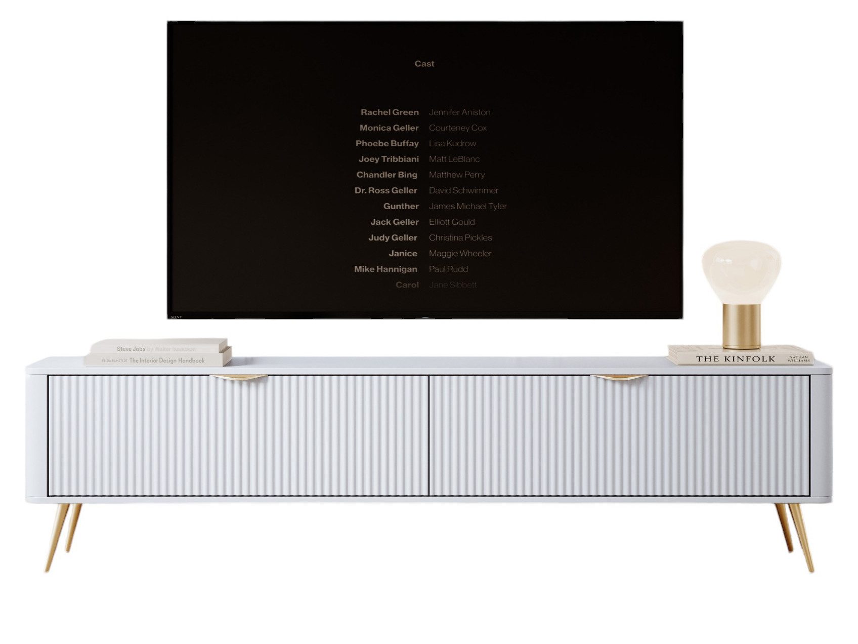 Compleo TV-Schrank BELLO zweitürig, Modern Wohnzimmer, gerifflete Front günstig online kaufen