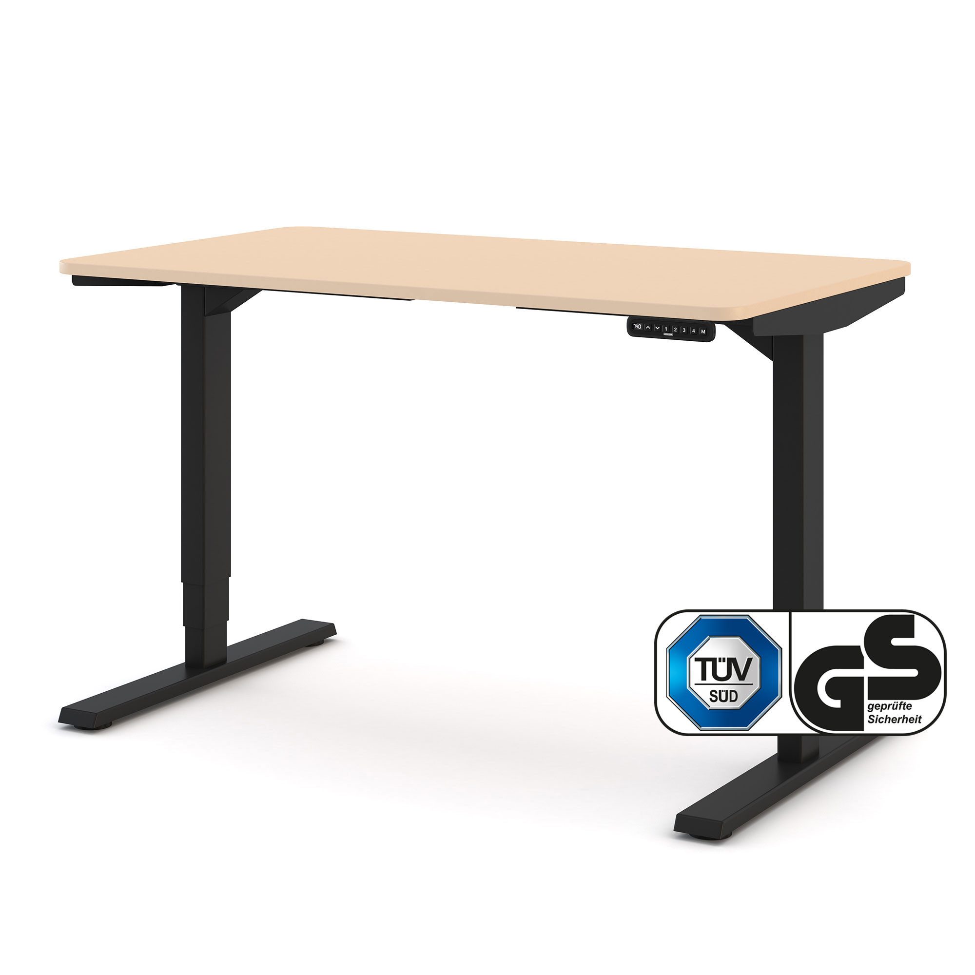 ASSMANN Büromöbel Schreibtisch Y-LINE Curved (120x70cm Schwarz Sand Kollisions-Schutz 2-fach-Motorik Doppelhub, einfache Montage, für Büro …