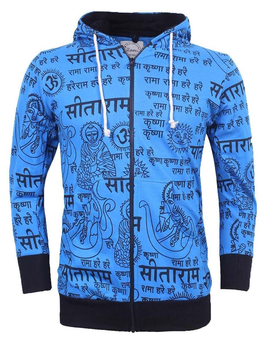 Vishes Kapuzensweatjacke Kapuzenjacke Bedruckt Sanskrit Om Hoodie Jersey Baumwolle Alternative Mode, Boho, Hippie, Ethno, Festival