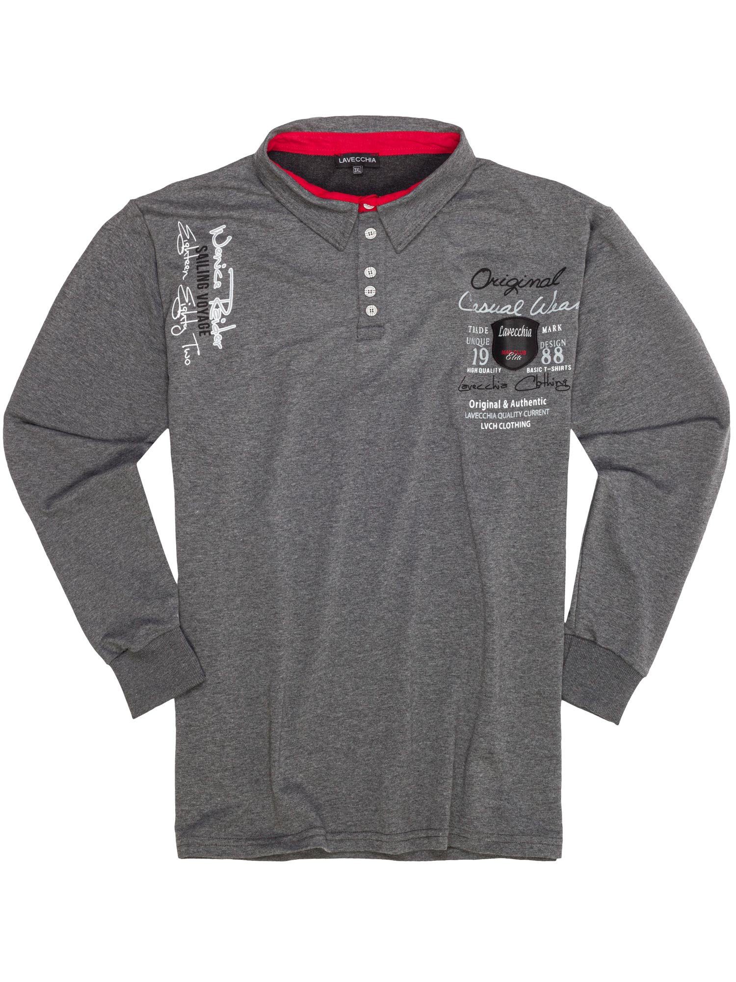 Lavecchia Sweatshirt Übergrößen Shirt LV-2025 Polo Langarmshirt anthrazit