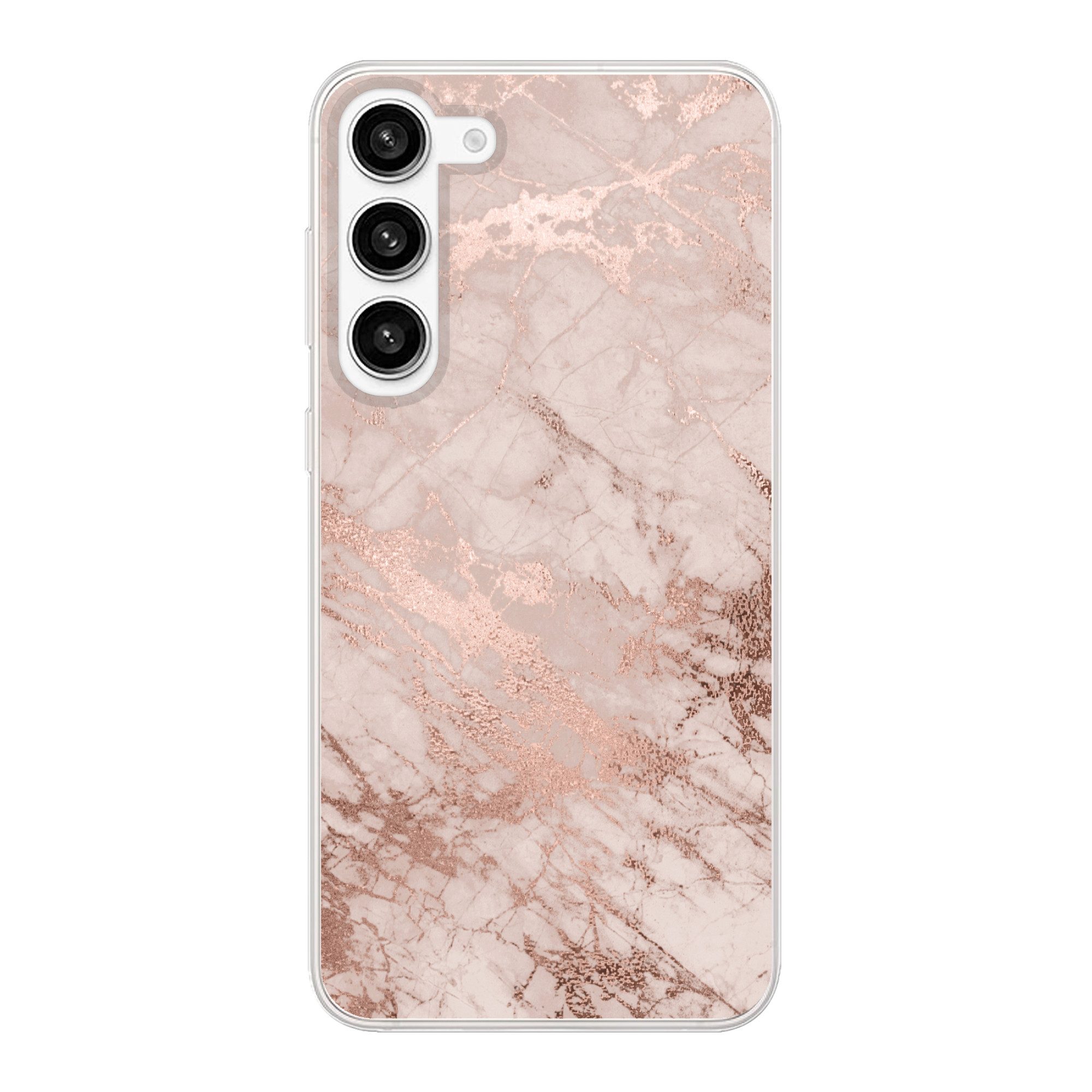 MuchoWow Handyhülle für Samsung Galaxy S23 Plus Marmor - Rosa - Luxus - Marmoroptik - Glit, Phone Case, Silikon, Schutzhülle Dünn