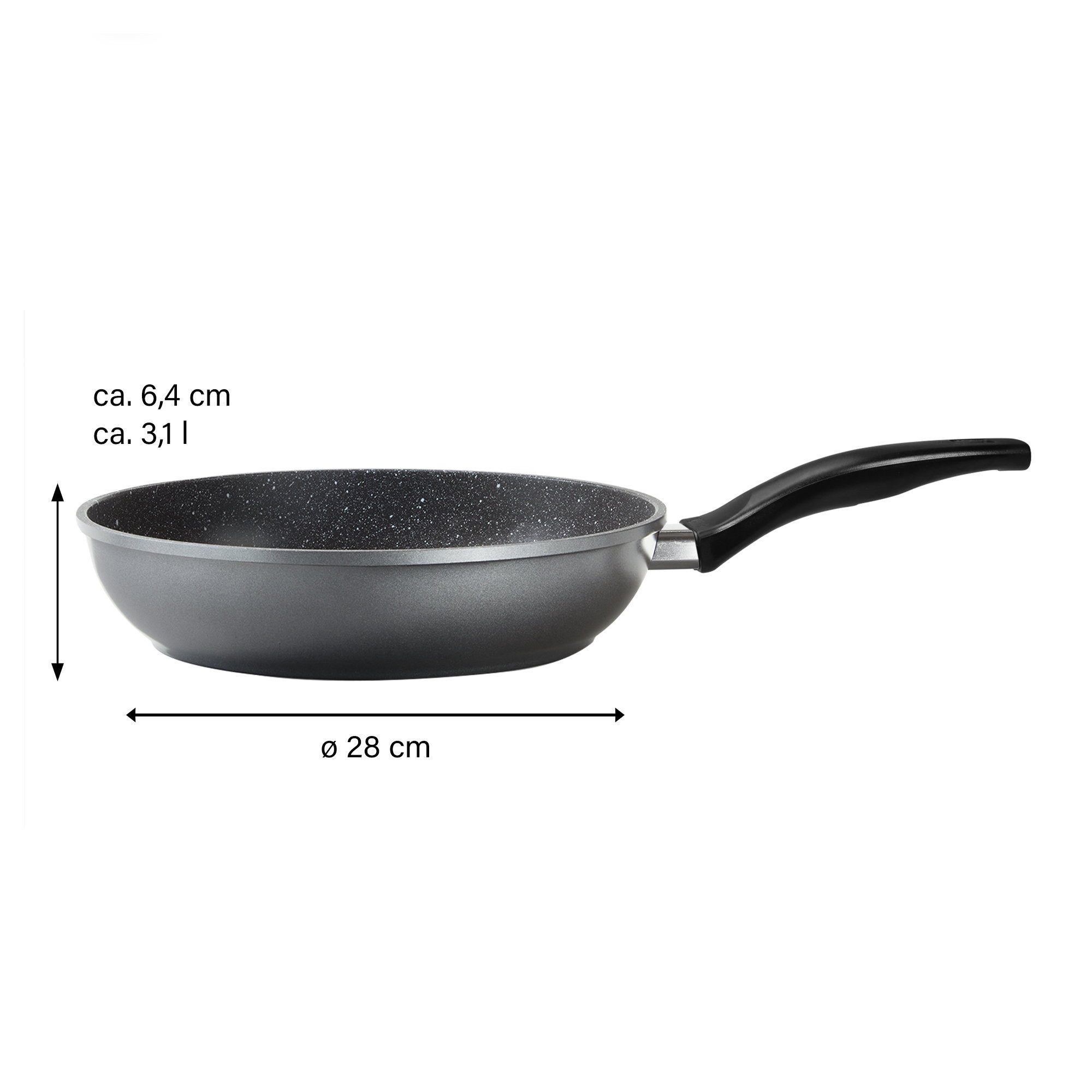 STONELINE Schmorpfanne 28 cm, induktionsgeeignet, Aluminium (1-tlg), mit echten Steinpartikeln, induktionsgeeignet, Made in Germany