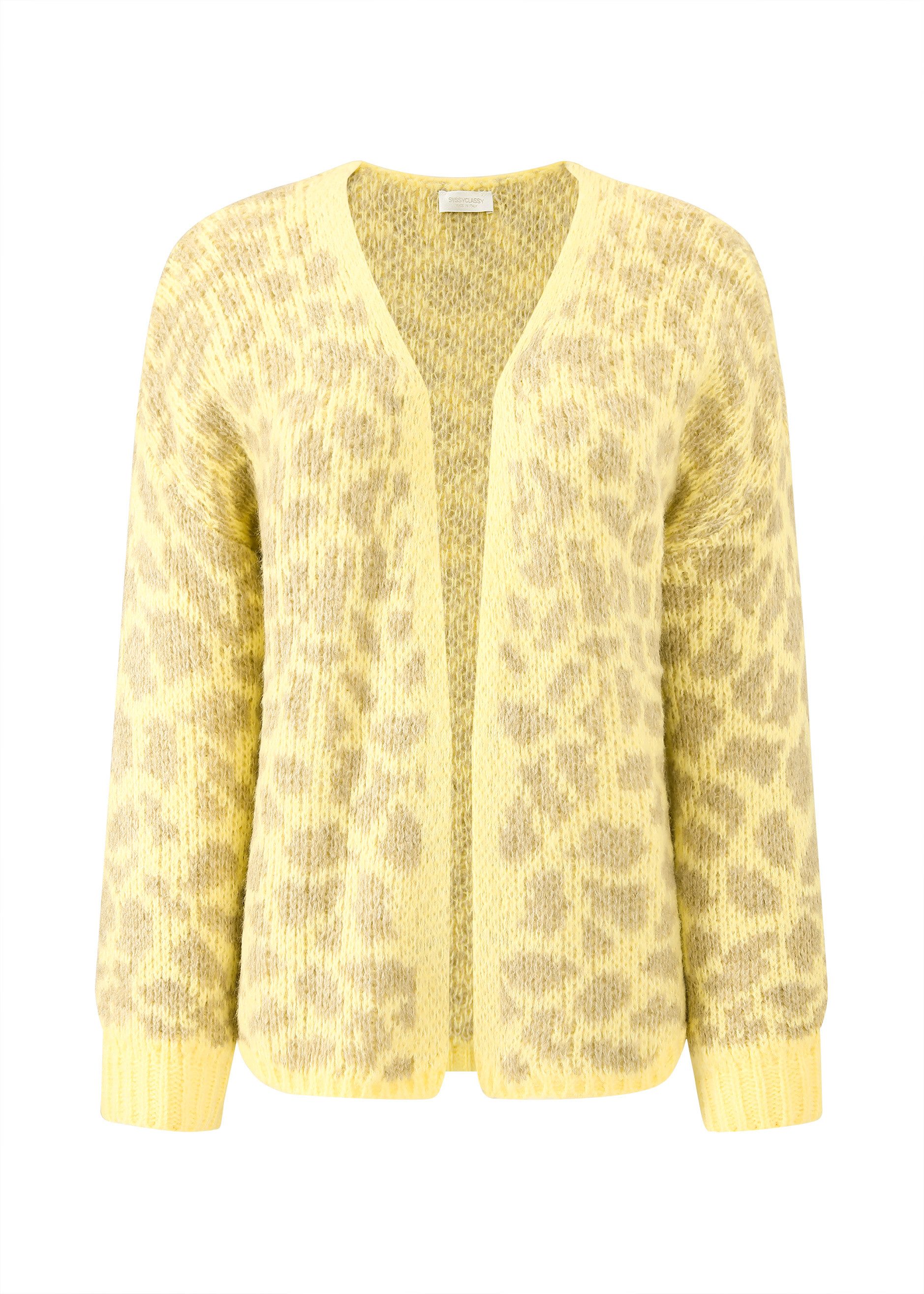 SASSYCLASSY Cardigan Cardigan Damen aus Grobstrick mit Lepardenmuster Overs günstig online kaufen