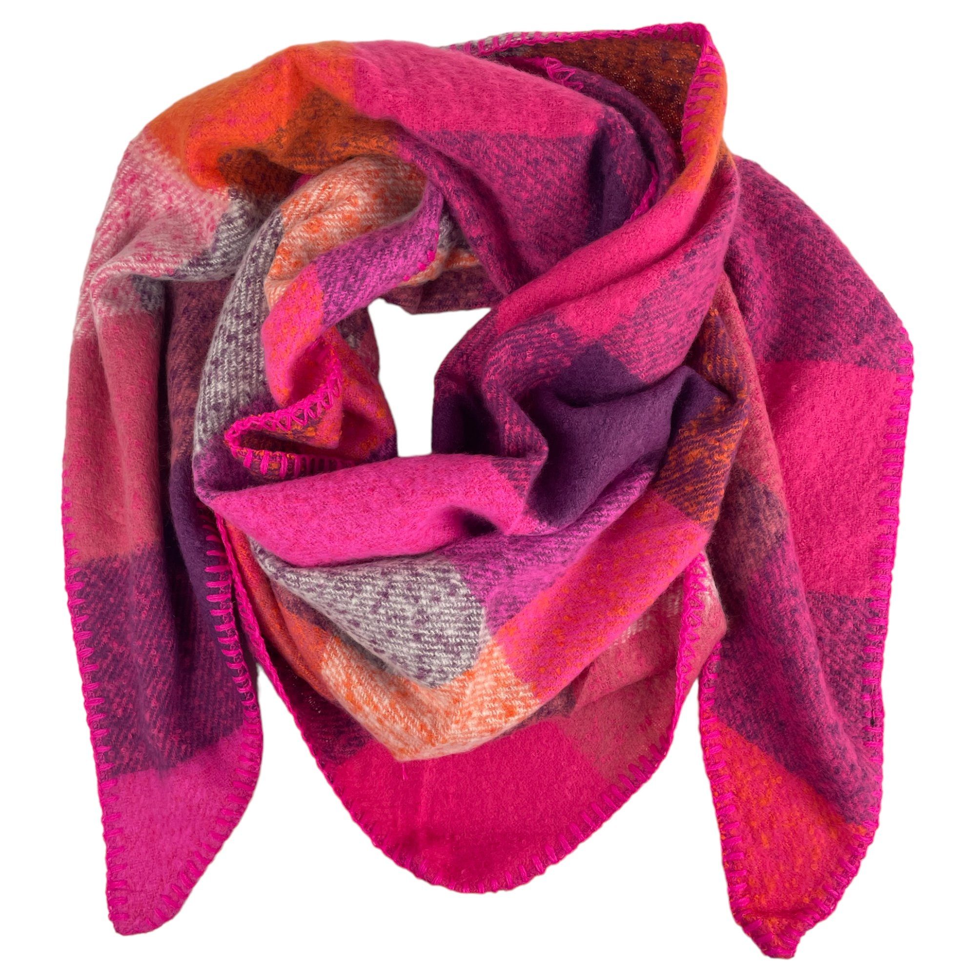 Taschen4life Schal großer Dreiecksschal kariert SW170, modische Tücher & Schals, kuschelweich pink | Modeschals