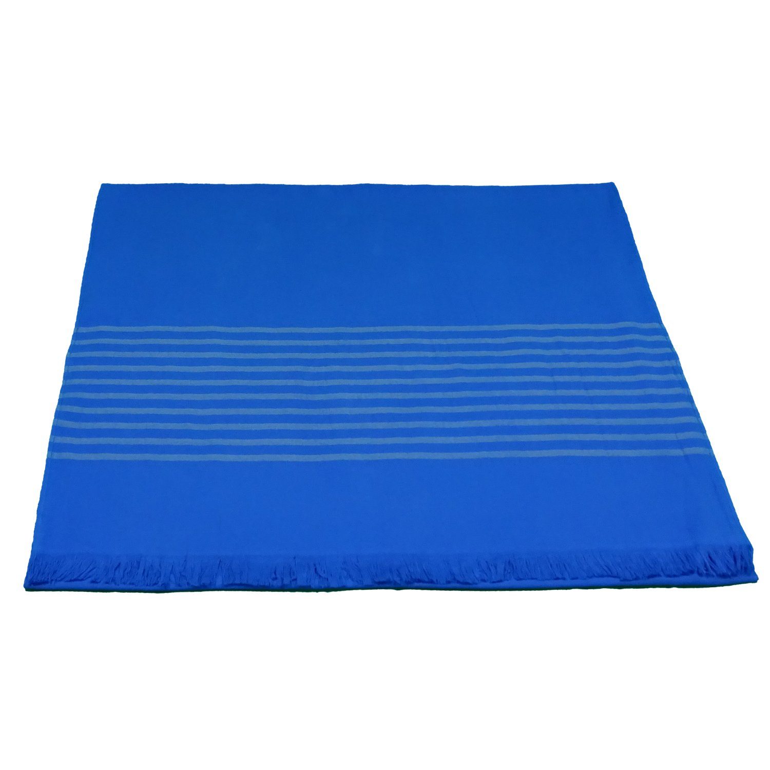 CASATEX Hamamtuch (1-St), Hamamtuch 100x180 Blau Fransenbordüre, Linien cm, Strandtuch, Baumwolle Streifen