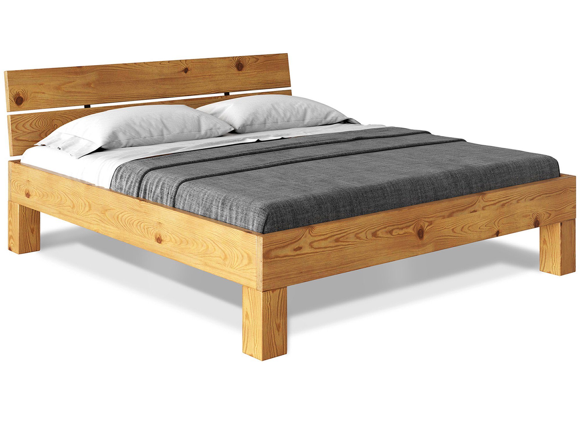 Moebel-Eins Massivholzbett, CURBY 4-Fuß-Bett mit Kopfteil, günstig online kaufen