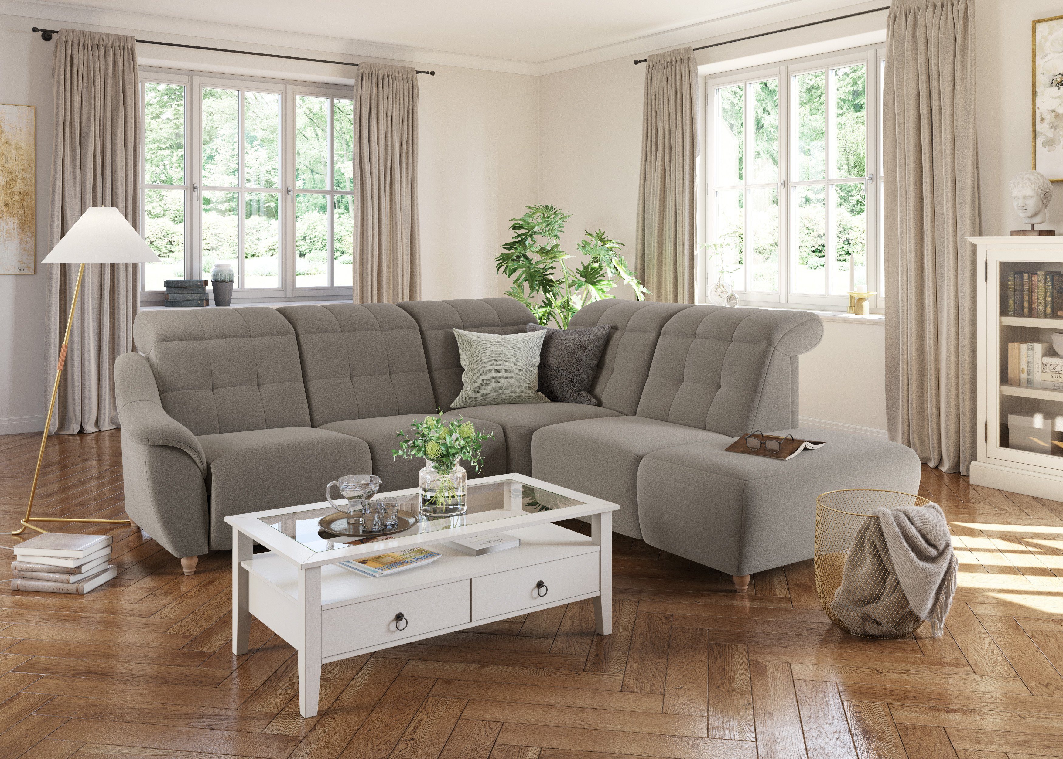 Home affaire Ecksofa Boston L-Form, Kopfteilverstellung an jeder Sitzfläche, wahlweise Relaxfunktion