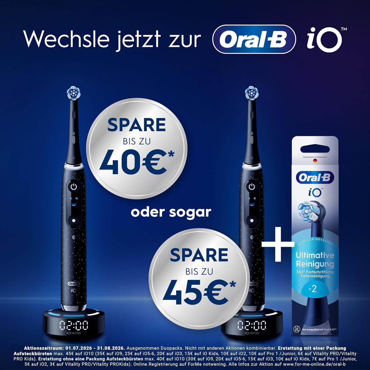 Oral-B Elektrische Zahnbürste Oral-B iO Series 2 Elektrische Zahnbürste 1 Aufsteckbürste Schwarz