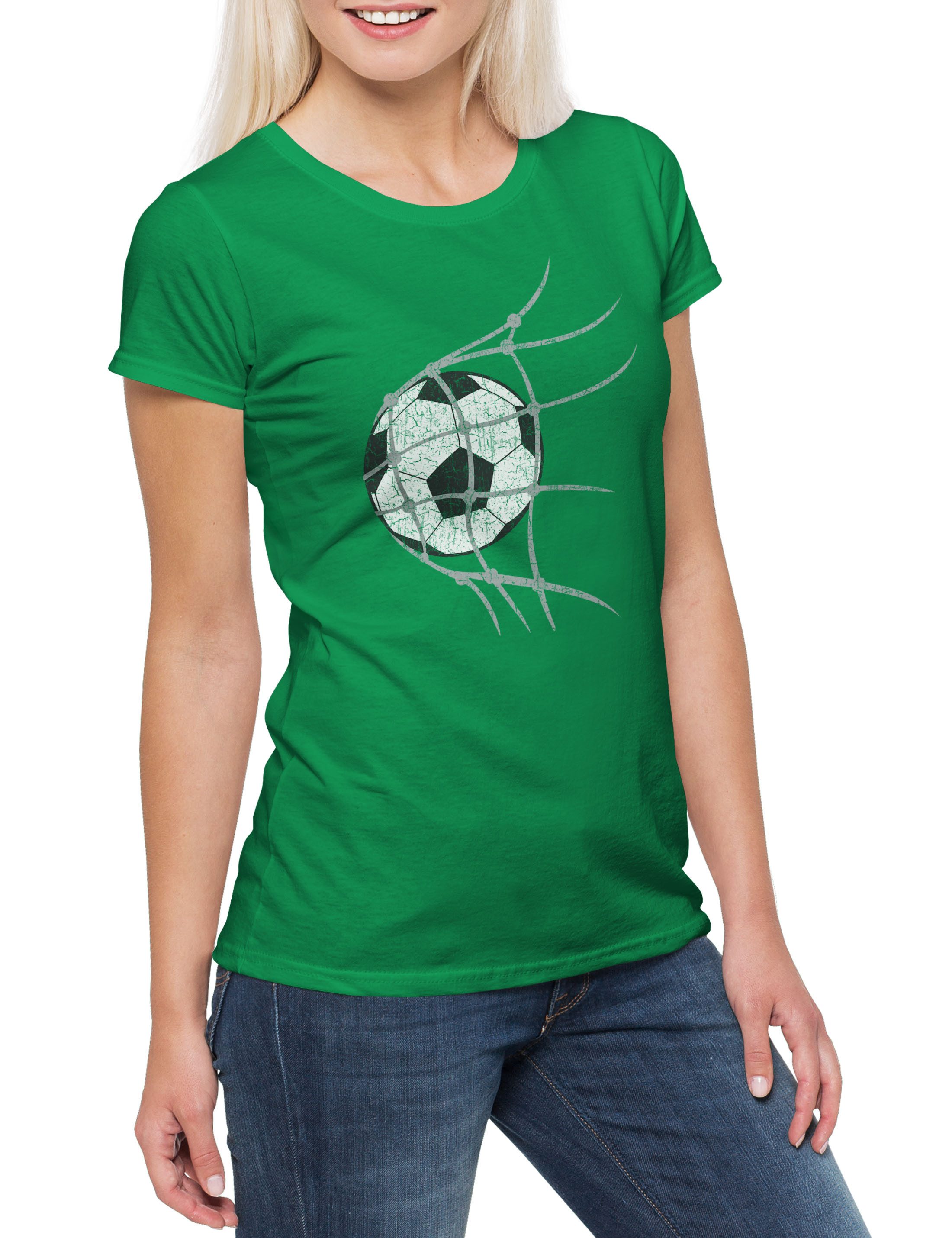 Urban Backwoods Print-Shirt Football Goal Damen T-Shirt Fußball Ball Soccer Player Sport Passion (1-tlg) Love Addiction Spielfeld Court