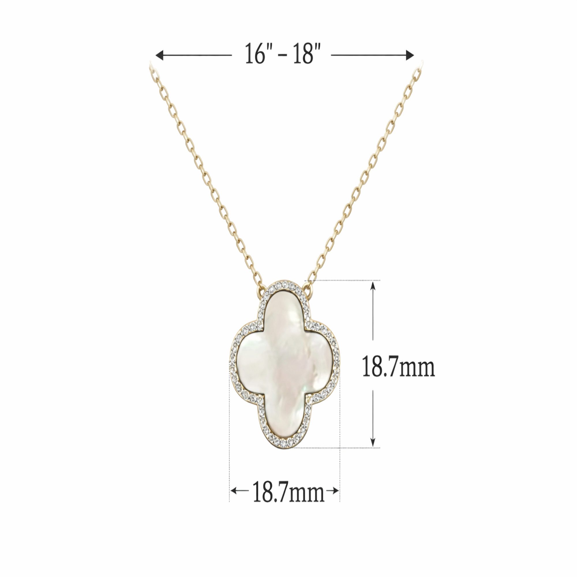 ROUGEMONT Kette mit Anhänger Funkelnde Kleeblatt Damen Glücksbringer Halskette 45cm Exquisite, Elegantes Clover Design Symbol für Glück, Liebe und positive Ener – Bild 5 von 5