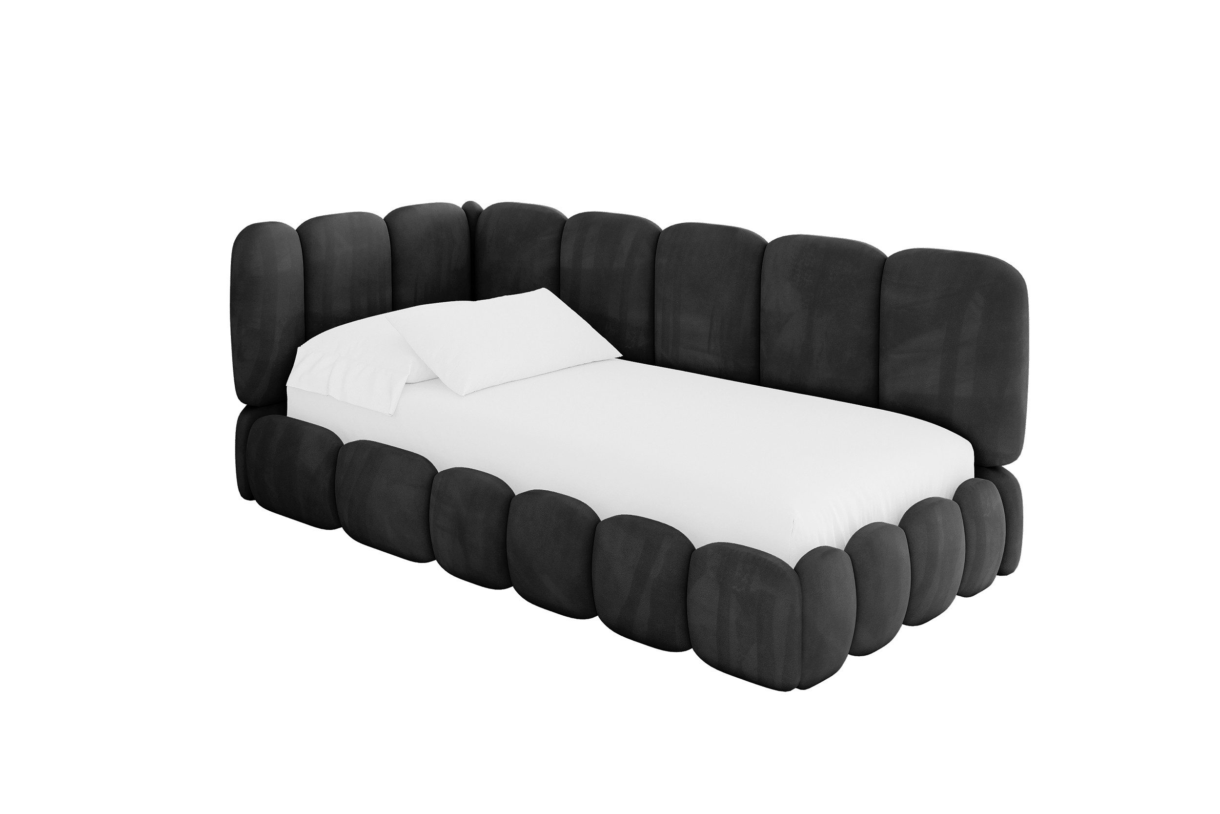 ALTDECOR Jugendbett AVRY (Jugendbett mit Bettkasten und Lattenrost, Polsterbett ohne Matratze), Einzelbett mit Stauraum, Bett mit Kopfteil