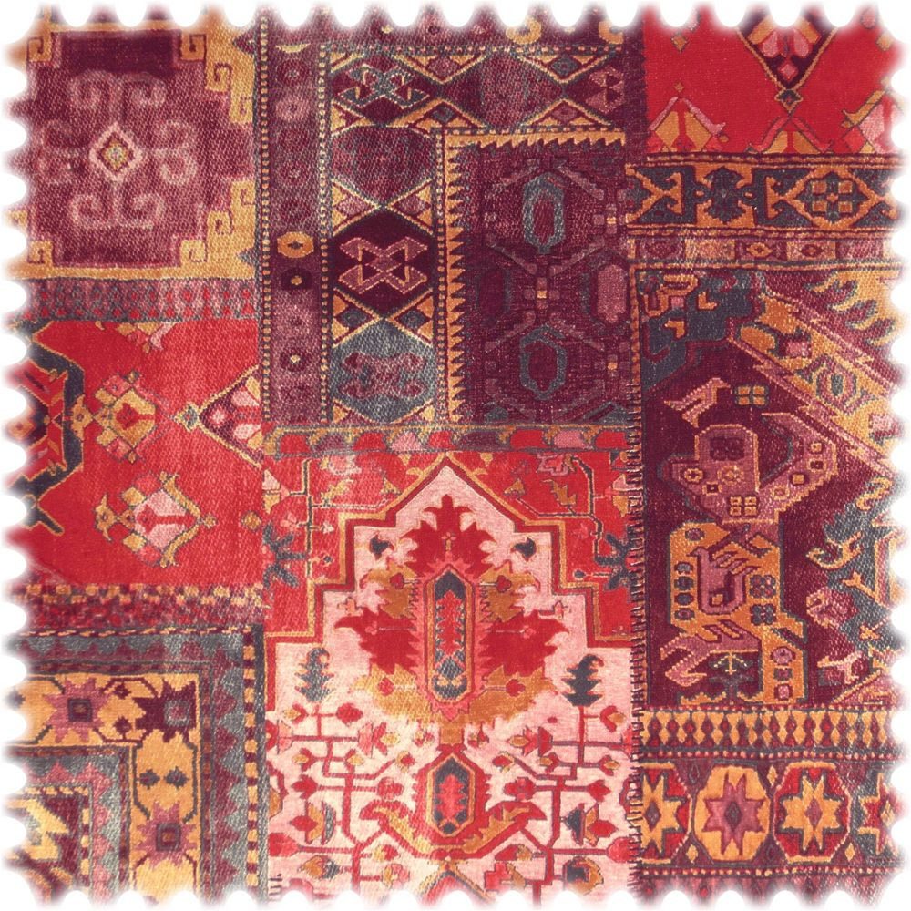 Heiro Stoff Samt Velours Möbelstoff Orient Rot mit Fleckschutz, Polsterstoff Meterware - Breite:138 cm
