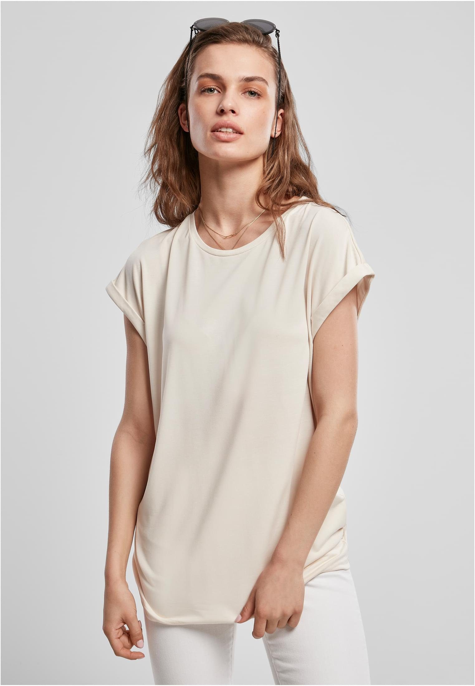 Kurzarmshirt Ladies Shoulder CLASSICS Extended (1-tlg) Tee whitesand Damen URBAN Modal