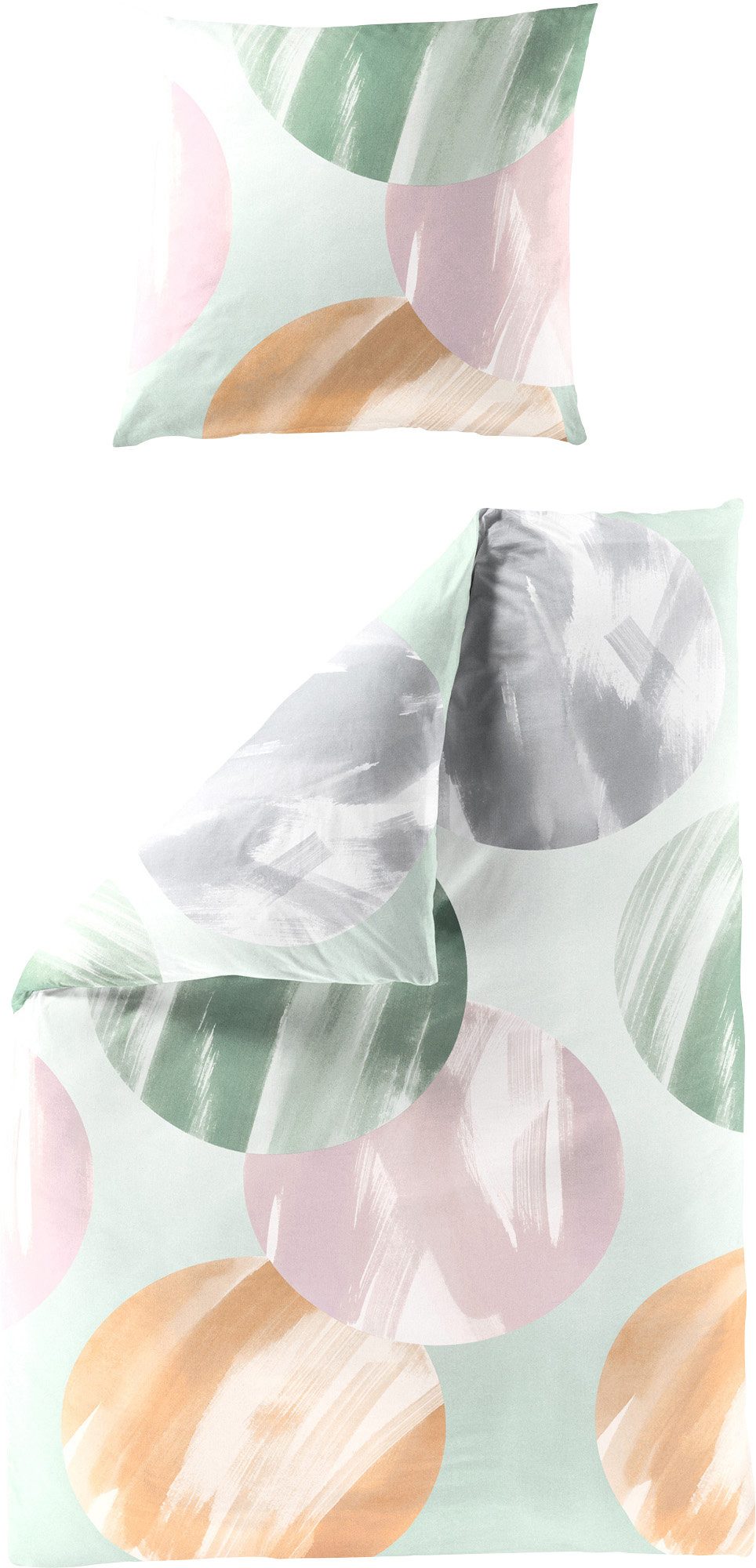BIERBAUM Bettwäsche Bettwäsche, Mako-Satin, Mako-Satin Punkte/Kreise/Grafik