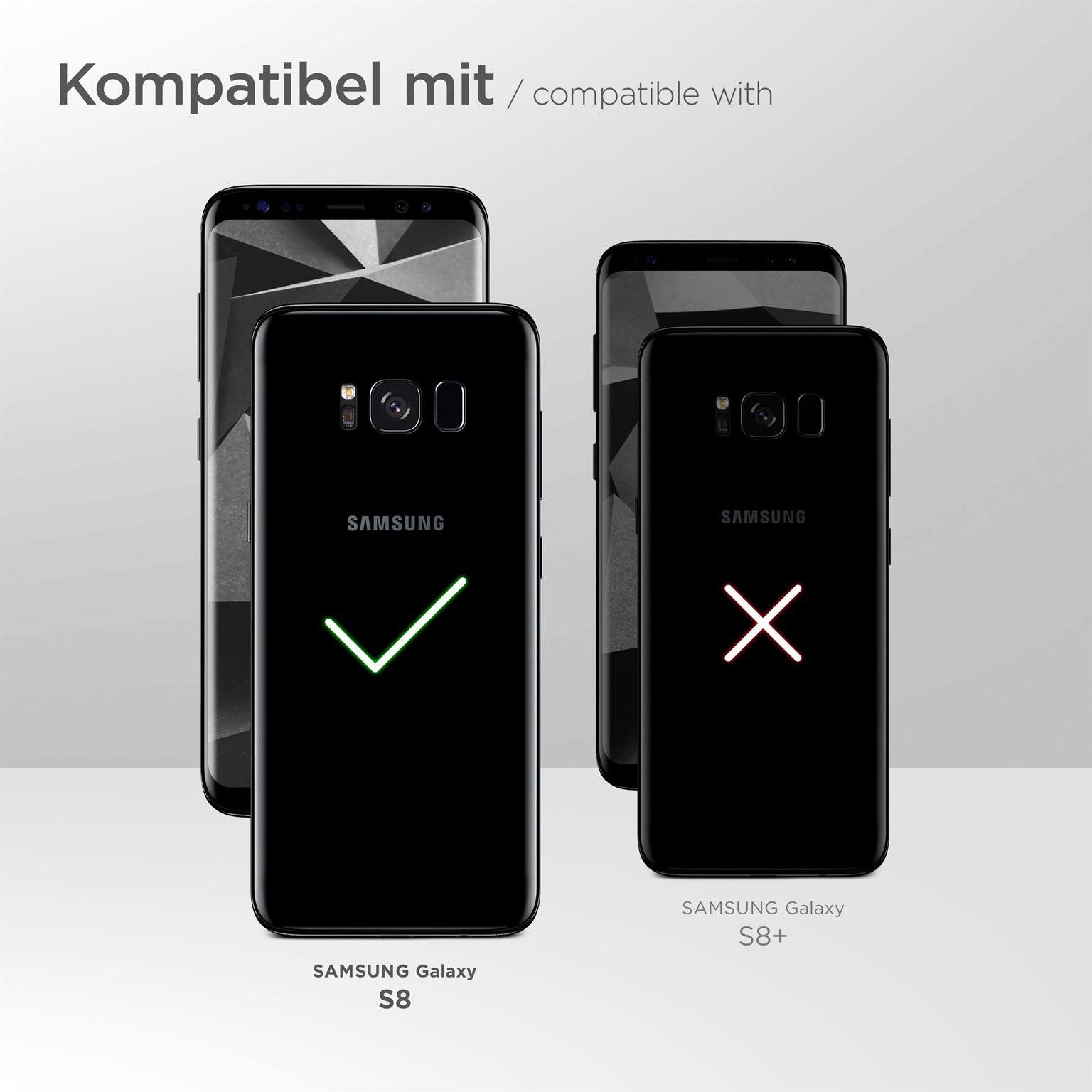 ONEFLOW Handyhülle für Samsung Galaxy S8 Premium Hülle Business Cover Grau 5,8 Zoll, 360 Grad Schutzhülle Flip Case Etui Klapphülle Dünn Leder Handy Tasche