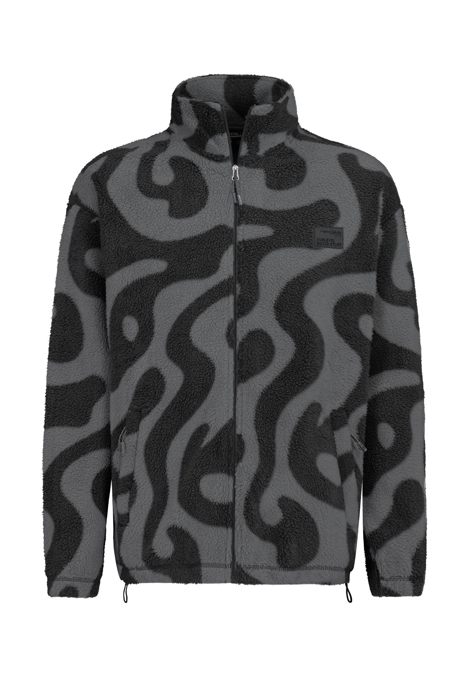 SUBLEVEL Fleecejacke Herren Kuschel-Fleecejacke mit Alloverprint