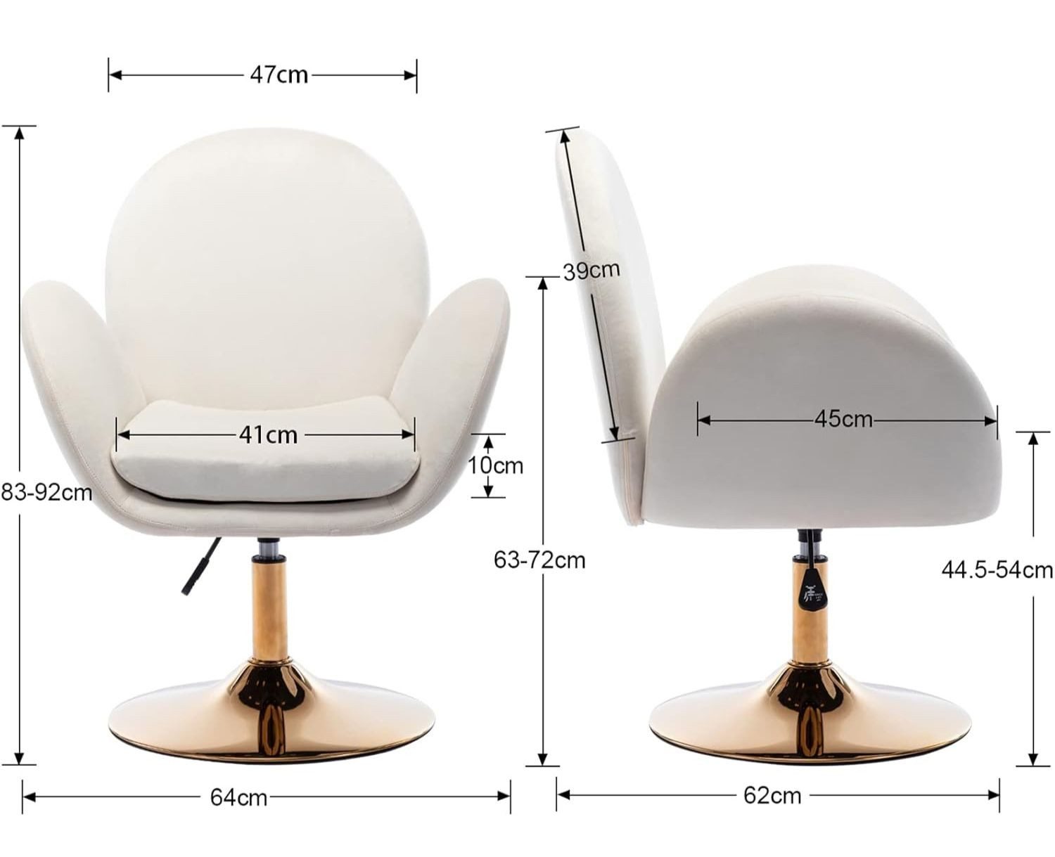 CHAIRUS Polsterstuhl 360° Drehbarer Sessel mit goldenem Sockel, Samt Polsterung (1 St), Schminkstuhl mit ergonomischer Rückenlehne, Wohnzimmerstuhl