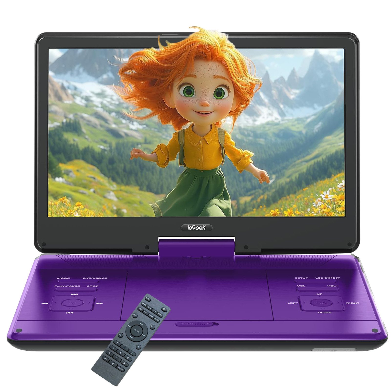 15,7’’ Tragbarer DVD Player mit 14,0’’ HD Display 6 Stunden Batterie Portabler DVD-Player