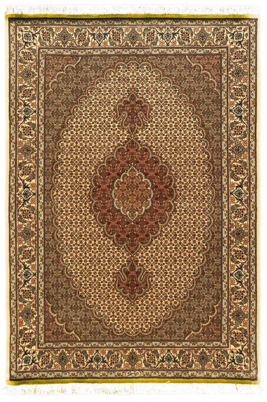 Orientteppich Perser - rechteckig, morgenland, Zertifikat - beige, 7 Höhe: - Täbriz - mit 102 cm x mm, Einzelstück Handgeknüpft, 148 Royal Wohnzimmer