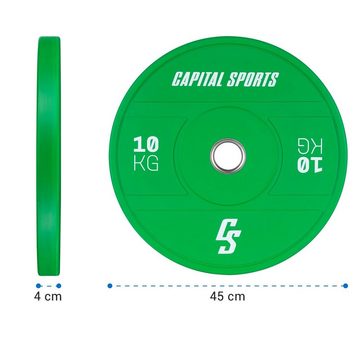 Capital Sports Gewichteplatten Nipton 2021 Gewichtsplatte Bumper Plate 2 x 10 kg Ø 54 mm Hartgummi, 20 kg