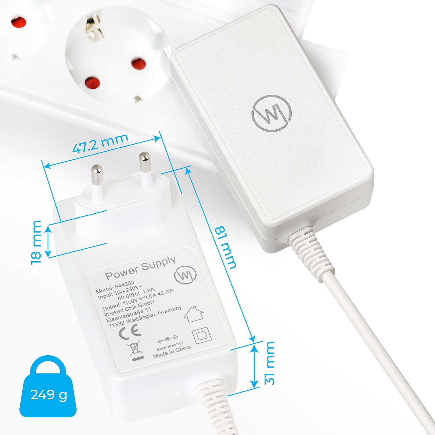 Wicked Chili 3m Netzteil extra lang für AVM Fritz!box Router 5690 Pro 7690 5590 Netzteil (Extra langes 300cm Kabel)