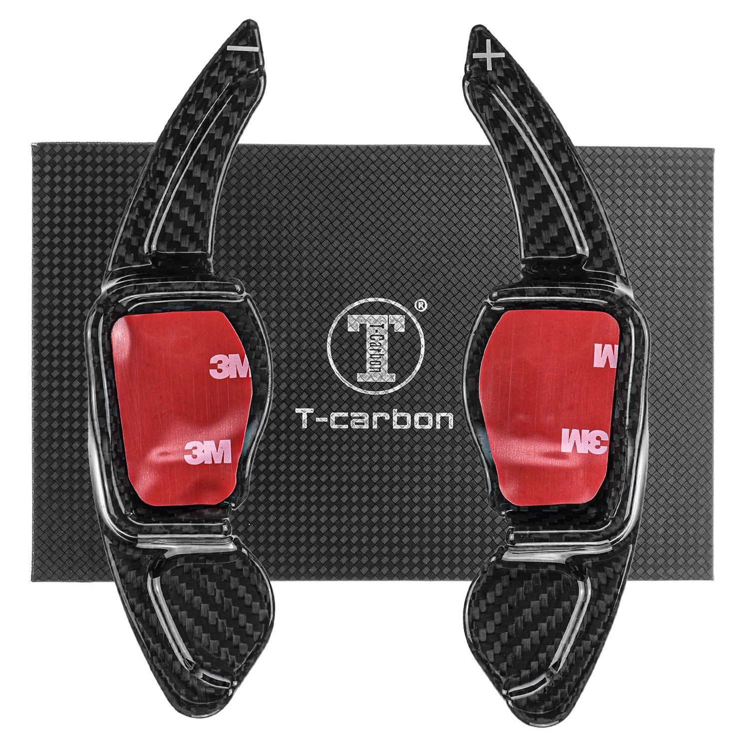 T-Carbon Lenkeradapter Auto Lenkrad Schaltwippen Paddel Aufsatz Echt Carbon SCHWARZ, (2-tlg., für SEAT ALHAMBRA II 7N 10-15 LEON II 1P)