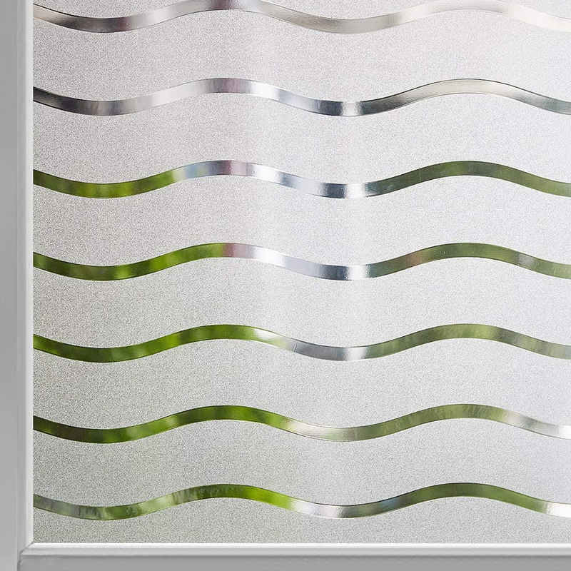 Fensterfolie Fensterfolie Statisch Haftend Sichtschutzfolie Wellenmuster45 x 200 cm, KIKI